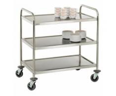 Chariot de service cuisine design professionnel inox 3 étages max 120 kg 3614116 - Accessoires de rangement