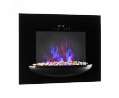 Klarstein Cheminée murale électrique avec simulation de flammes 1800W - Thermostat réglable - Minuterie - Noir - Cheminées, poêles