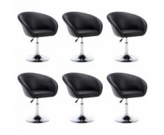Meelady Chaise Pivotante Tabouret Haut en Similicuir pour Salles à Manger, Bureaux, Salon ou Bar 6 pcs 67,5x58,5x87 cm Noir - Chaise