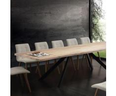 Table à manger extensible bois massif ILONA - L 300 x P 100 x H 75 cm - Tables salle à manger