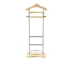 Valet de Nuit Naturel en Hêtre massif avec plateau porte objets sur socle courbe, 45 x 28 x 110 cm -PEGANE- - Objet à poser