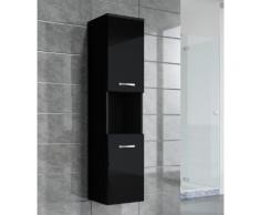 Armoire de rangement de Montreal Hauteur : 131 cm Noir brillant - Meuble de rangement haut placard meuble de salle de bain - Installations salles de bain
