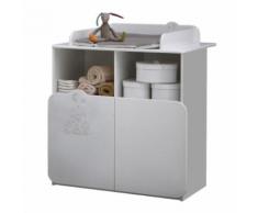 Commode table a langer 70 x 55 cm 2 portes 2 niches coloris blanc velours - Commodes