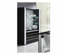 Vitrine argentier vaisselier LINA + LED coloris noir et blanc brillant. Meuble design pour votre salon ou salle à manger - Buffets