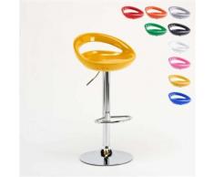 Tabouret haut pour bar et Cuisine tournant réglable en hauteur pivotant avec repose-pieds HOLLYWOOD, Couleur: Jaune - Tabourets