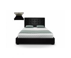 Lit capitonné coffre capitonné 160x200 + Sommier Cuir PU Noir SOMY - Cadre de lit