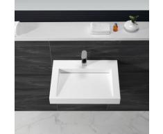 Lavabo Suspendu Rectangulaire Blanc Mat, 60x45 cm,Composite, Soft - Installations salles de bain