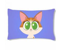 Coussin rectangulaire Chat aux yeux verts par Jo - Textile séjour