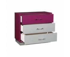 STRYPE Commode de chambre enfant 90 cm - Fuchsia et gris - Commodes
