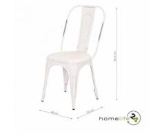 Set de 4 chaises en métal blanc antique vintage pour cuisine ou salle à manger - Chaise