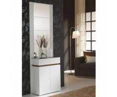 Meuble d'entrée Blanc/Noyer + miroirs - ELOE - Commodes
