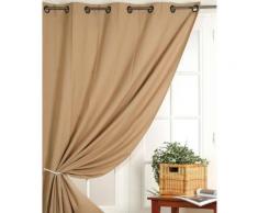 Rideau occultant uni à oeillets polyester grande largeur 240x260cm ERINE - Taupe - Rideaux et stores