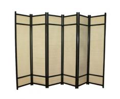 Paravent en bois noir avec bambou de 6 pans -PEGANE- - Objet à poser
