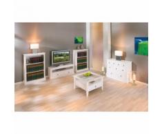 Petite étagère bibliothèque rangement cuisine séjour campagnard PIN Massif BLANC - Étagère