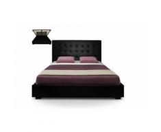 Lit capitonné coffre 180x200 + Sommier Cuir PU Noir SOMY - Cadre de lit