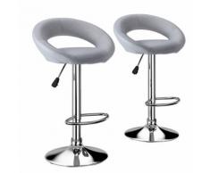 Tabouret de Bar Cuisine LANGRIA Paris en Faux Cuir (2 pcs/Gris) - Tabourets