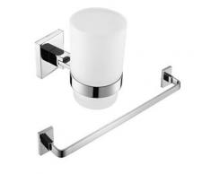 Ensemble de 2 pièces de salles de bain en laiton chromé ( porte-serviettes et porte-brosses à dents ) - Accessoires salles de bain et WC