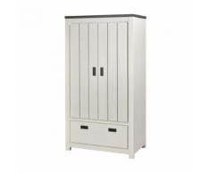 BERNADO Armoire de chambre classique blanc et noir - L 98 cm - Armoire