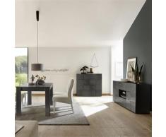 Salle à manger buffet 2 portes 2 tiroirs gris laqué design ELMA 2 - L 180 x P 90 x H 79 cm - Tables salle à manger