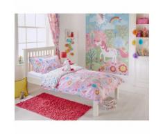 Riva Home - Draps housse Licorne - Enfant (Taille 3: Lit double) (Rose) - UTRV1054 - Equipement du lit