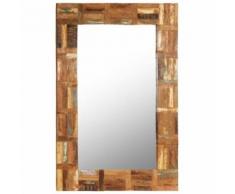 Miroir Mural Bois de Récupération Massif pour Salle de Bain, Chambre à Coucher ou Dressing 60 x 90 cm - Objet à poser