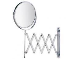 Wenko - miroir cosmétique mural télescope exclusif - orientable, -100% et 300%, chrome, ø 17 cm, longueur de bras de 12 a 50 cm - Accessoires de rangement