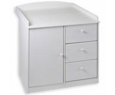Commode table langer RONDO pin massif lasuré blanc - Commodes