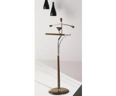 Valet de Nuit Noyer en Hêtre massif avec plateau porte objets sur socle circulaire, 33 x 47 x 113 cm -PEGANE- - Objet à poser