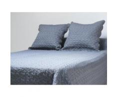 Couvre-lit Boutis uni Gris 240x260 cm avec 2 taies d'oreiller - Linge de lit