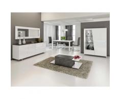 Salle à manger complète gris béton et blanc LAUREA - L 160 x P 90 x H 79 cm - Ensemble de meubles