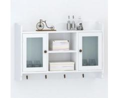 Vitrine murale avec étagère de Livre / DVD / Verre en MDF Blanc - Etagères murales et tablettes
