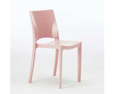 Chaises pour cuisine salle à manger bar brillante Grand Soleil SUNSHINE Design Moderne en Polypropylène, Couleur: Rose - Chaise