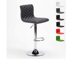 Tabouret haut pour bar et cuisine en similicuir matelassé desing DENVER, Couleur: Gris - Tabourets