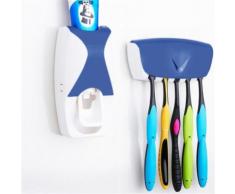 Distributeur Dentifrice automatique Mural Pressoir Porte 5 Brosses A Dents Bleu - Accessoires de bain