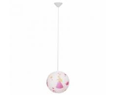 Lustre - suspension papier princess diametre 30 cm e27 60w rose. chambre enfant brilliant bsu5139573 - Appliques et spots