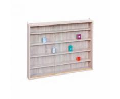 Vitrine murale pour miniatures décor chêne avec vitres coulissantes - Etagères murales et tablettes