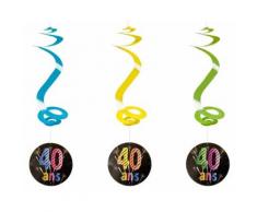 Lot de 4 suspensions spirale 40 ans - 60 cm - Objet à poser
