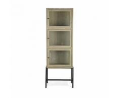 Vitrine design industriel 3 portes verre et bois Showcase - Couleur - Gris - Vitrines