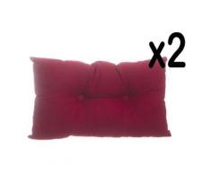 Lot de 2 coussins rectangulaires en coton et polyster coloris rouge, 30 x 50 cm -PEGANE- - Textile séjour