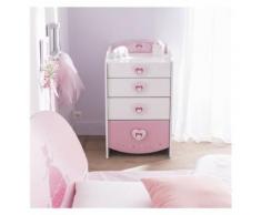 Commode Enfant 4 Tiroirs Mulan Rose Et Blanche - Commodes