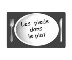 Grand Tapis De Cuisine Soft Design Humour Pieds Dans Le Plat 45x70cm Gris - Tapis et paillasson