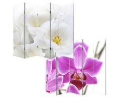 Paravent réversible avec motif Fleurs de 5 pans, 180 x 200 x 3 cm -PEGANE- - Objet à poser