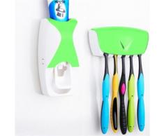 Distributeur Dentifrice automatique Mural Pressoir Porte 5 Brosses A Dents Vert - Accessoires de bain