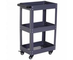 Chariot de service desserte à roulettes 3 étagères 52L x 28l x 76H cm acier noir - Dessertes de rangement