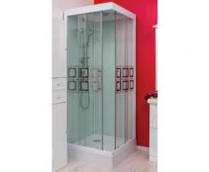 Aqua+ - cabine de douche carré accès d'angle transparent sérigraphié portes coulissantes 80x80cm - kelia - Installations salles de bain