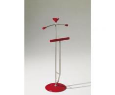 Valet de Nuit Rouge en Hêtre massif avec plateau porte objets sur socle circulaire, 33 x 47 x 109 cm -PEGANE- - Objet à poser