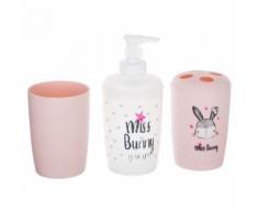 Set de salle de bain pour enfant - Lapin - Rose - Accessoires de bain
