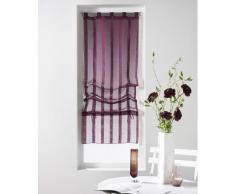 Store bateau 45x180 voile sablé rayé MALTA PRUNE - Rideaux et stores