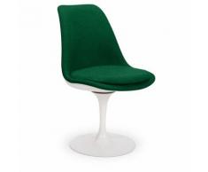 Chaise tulipe pivotante avec revêtement - tissu - blanche vert foncé - Chaise