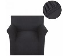 vidaXL Housse de canapé sofa 1 place Elastique Stretch en coton jersey anthracite - Textile séjour